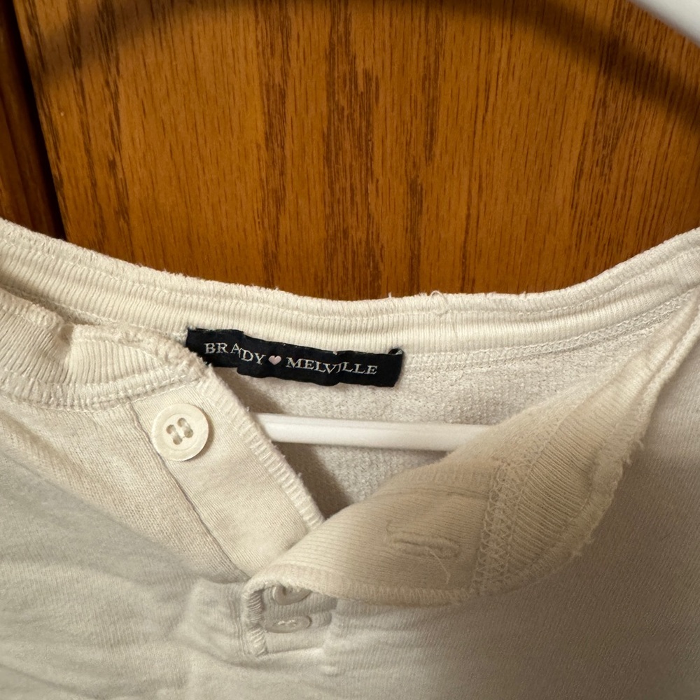 long sleeve white brandy melville top